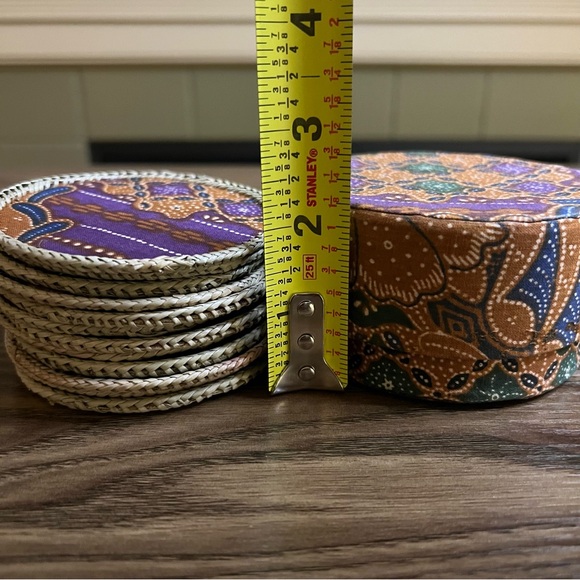 Cloth & Rattan Coaster Set - Picture 8 of 9